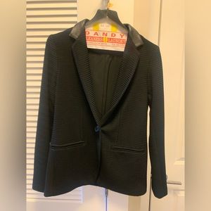 Classic black blazer with leather detail
